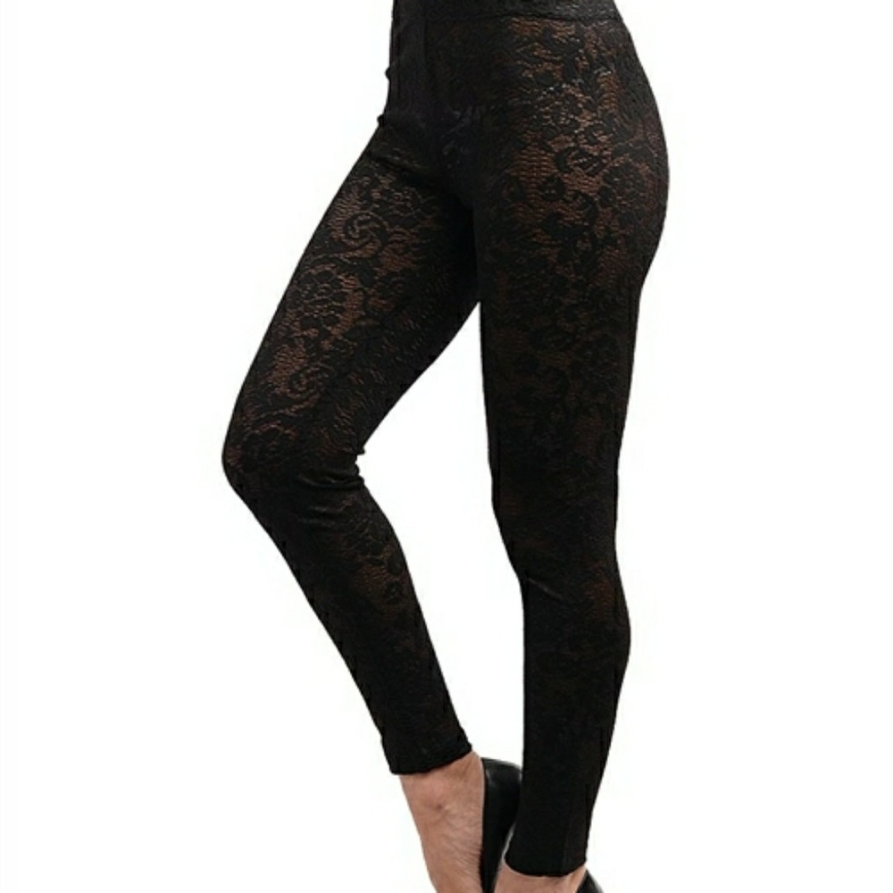 Semi Sheer Floral Lace Leggings Ankle Tights